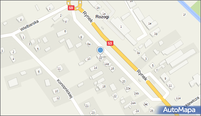 Rozogi, Rynek, 12, mapa Rozogi