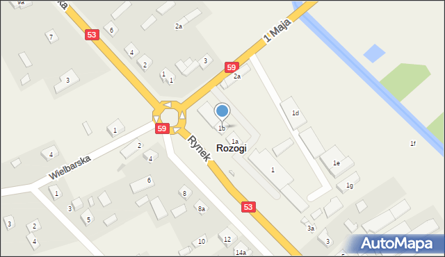 Rozogi, Rynek, 1b, mapa Rozogi