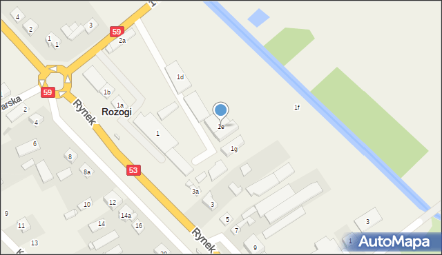 Rozogi, Rynek, 1e, mapa Rozogi