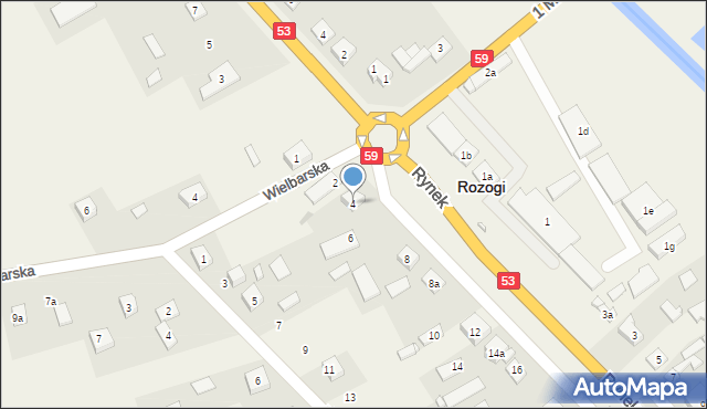 Rozogi, Rynek, 4, mapa Rozogi