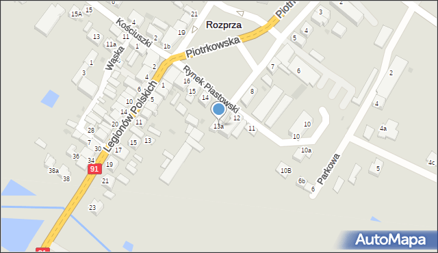 Rozprza, Rynek Piastowski, 13a, mapa Rozprza