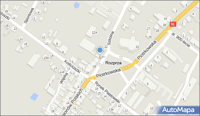 Rozprza, Rynek Piastowski, 21, mapa Rozprza