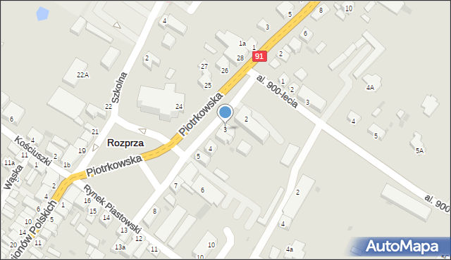 Rozprza, Rynek Piastowski, 3, mapa Rozprza