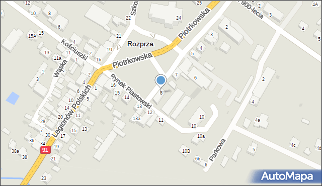 Rozprza, Rynek Piastowski, 8, mapa Rozprza