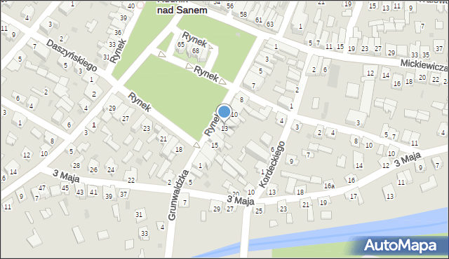 Rudnik nad Sanem, Rynek, 13, mapa Rudnik nad Sanem