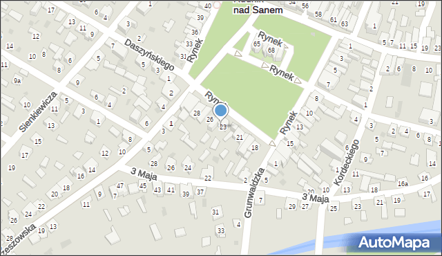 Rudnik nad Sanem, Rynek, 24, mapa Rudnik nad Sanem
