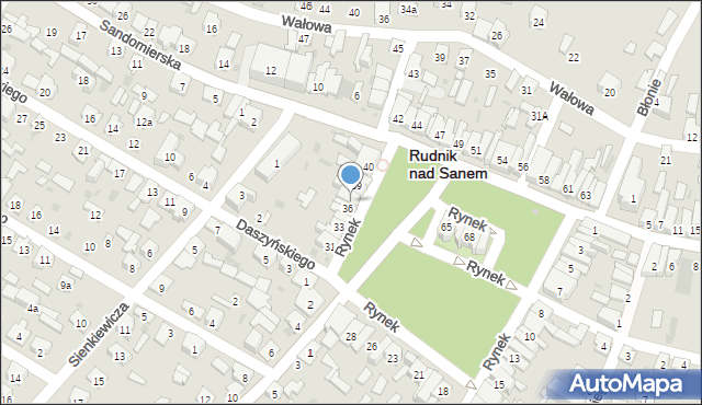Rudnik nad Sanem, Rynek, 37, mapa Rudnik nad Sanem