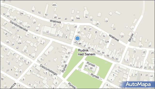 Rudnik nad Sanem, Rynek, 43, mapa Rudnik nad Sanem