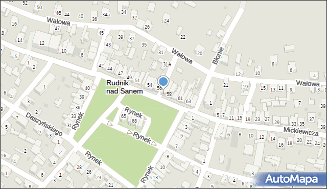 Rudnik nad Sanem, Rynek, 57, mapa Rudnik nad Sanem