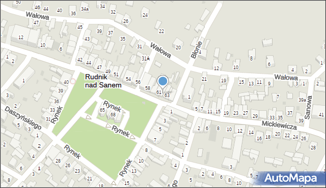 Rudnik nad Sanem, Rynek, 62, mapa Rudnik nad Sanem