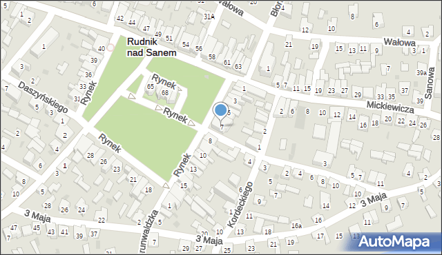 Rudnik nad Sanem, Rynek, 7, mapa Rudnik nad Sanem