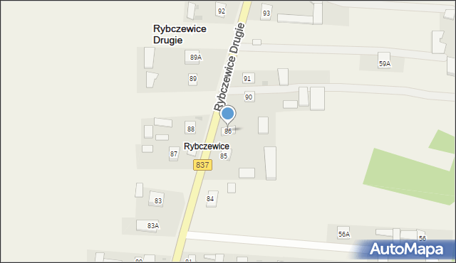 Rybczewice Drugie, Rybczewice Drugie, 86, mapa Rybczewice Drugie