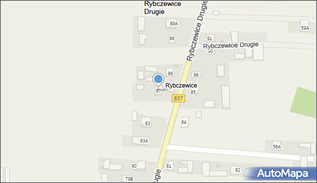 Rybczewice Drugie, Rybczewice Drugie, 87, mapa Rybczewice Drugie