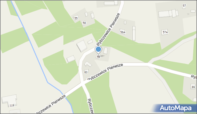 Rybczewice Pierwsze, Rybczewice Pierwsze, 58, mapa Rybczewice Pierwsze