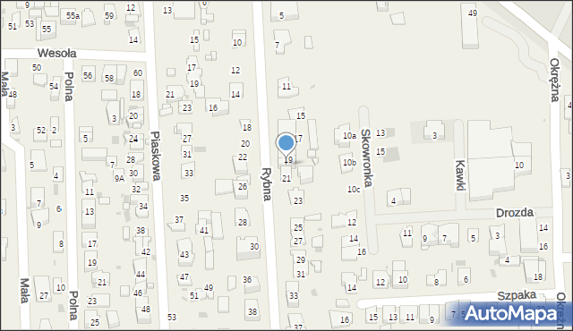Rybie, Rybna, 19A, mapa Rybie
