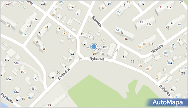 Rybnik, Rybacka, 40, mapa Rybnika