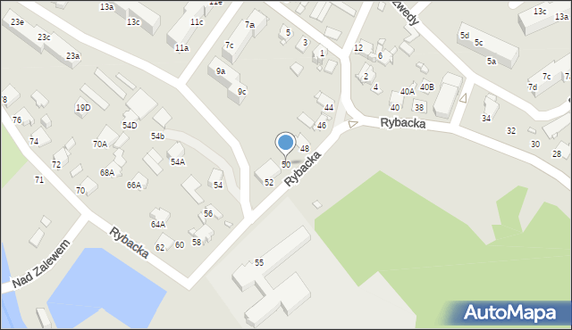 Rybnik, Rybacka, 50, mapa Rybnika