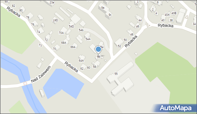 Rybnik, Rybacka, 56, mapa Rybnika