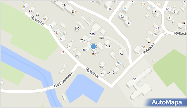 Rybnik, Rybacka, 66A, mapa Rybnika