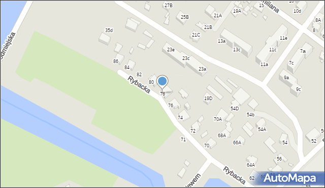 Rybnik, Rybacka, 78, mapa Rybnika