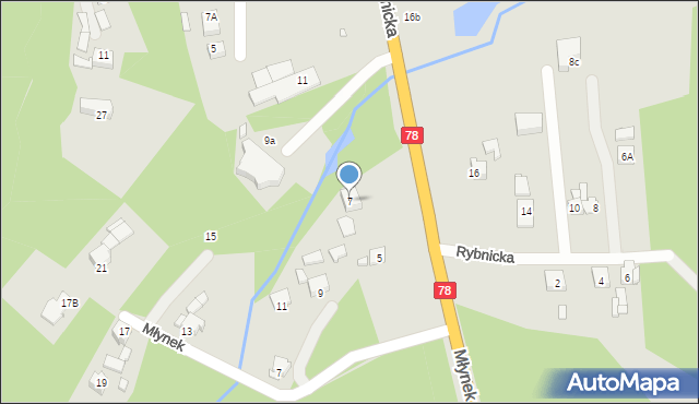 Rybnik, Rybnicka, 7, mapa Rybnika