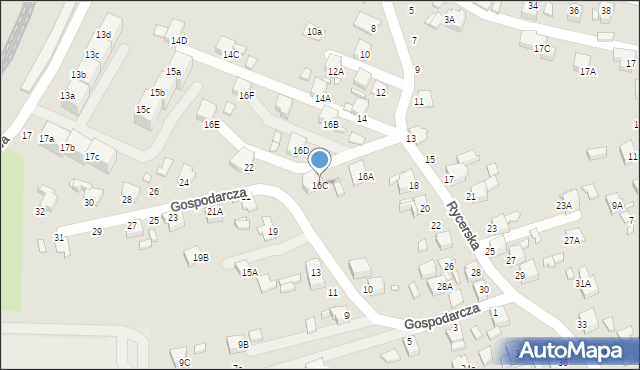 Rybnik, Rycerska, 16C, mapa Rybnika