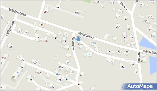 Rybnik, Rycerska, 3, mapa Rybnika