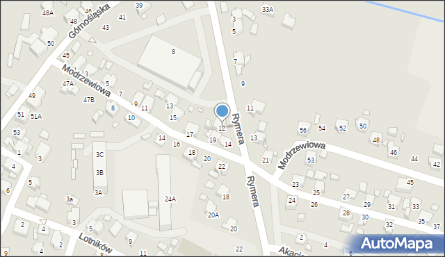 Rybnik, Rymera Józefa, 12, mapa Rybnika