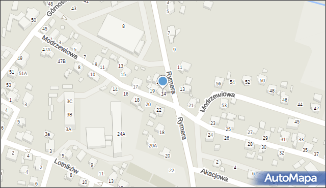 Rybnik, Rymera Józefa, 14, mapa Rybnika