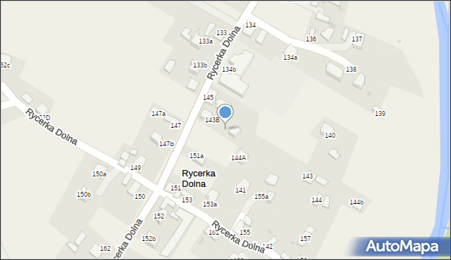 Rycerka Dolna, Rycerka Dolna, 143a, mapa Rycerka Dolna