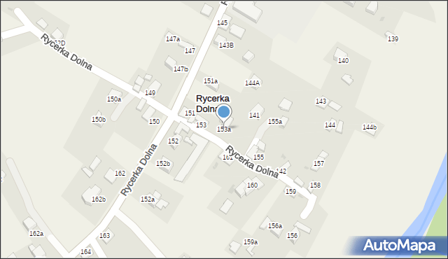 Rycerka Dolna, Rycerka Dolna, 153a, mapa Rycerka Dolna