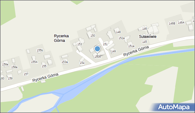 Rycerka Górna, Rycerka Górna, 150A, mapa Rycerka Górna