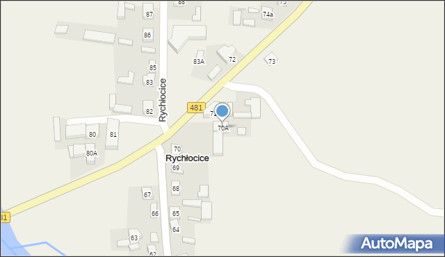 Rychłocice, Rychłocice, 70A, mapa Rychłocice