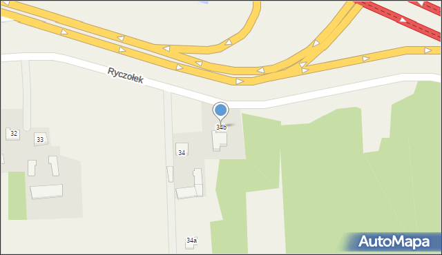 Ryczołek, Ryczołek, 34b, mapa Ryczołek