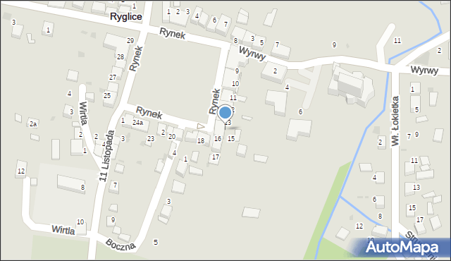 Ryglice, Rynek, 14, mapa Ryglice
