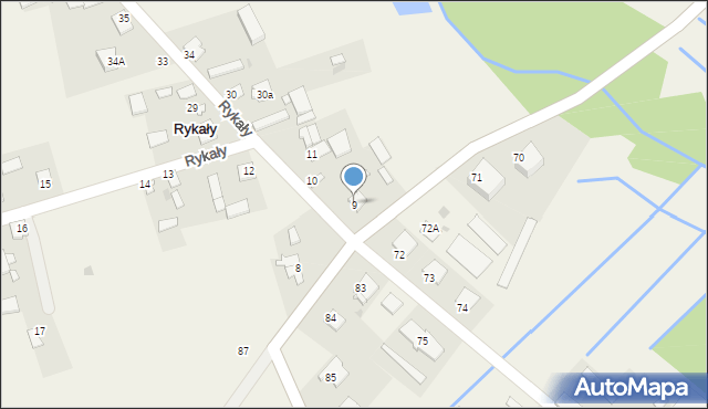 Rykały, Rykały, 9, mapa Rykały