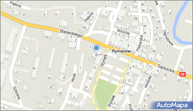 Rymanów, Rynek, 22, mapa Rymanów