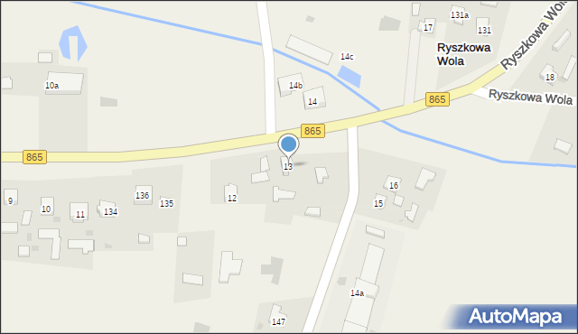 Ryszkowa Wola, Ryszkowa Wola, 13, mapa Ryszkowa Wola