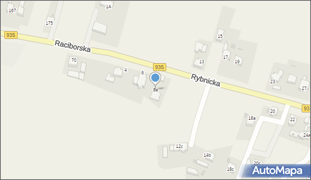 Rzuchów, Rybnicka, 8a, mapa Rzuchów