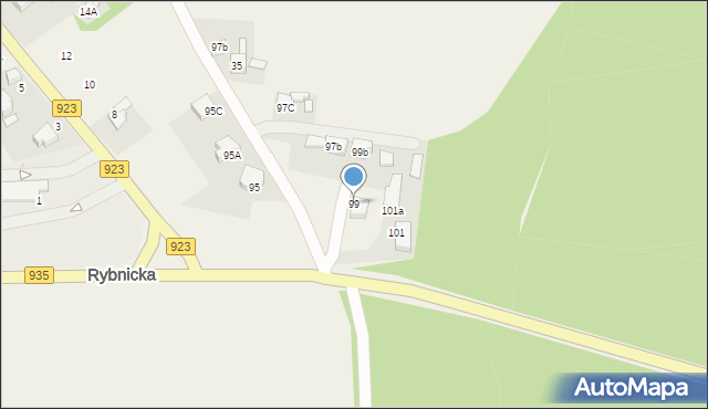 Rzuchów, Rybnicka, 99, mapa Rzuchów