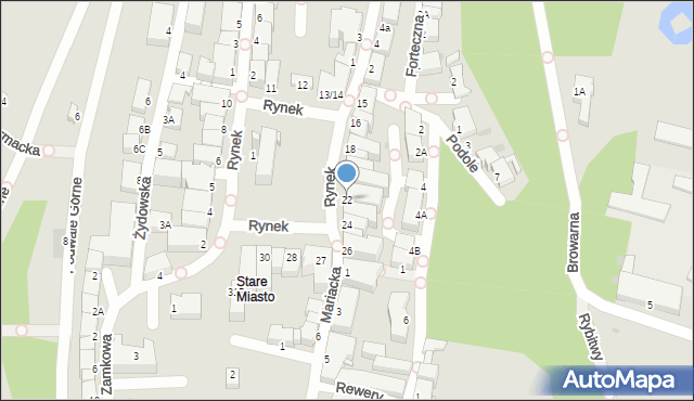 Sandomierz, Rynek, 22, mapa Sandomierza