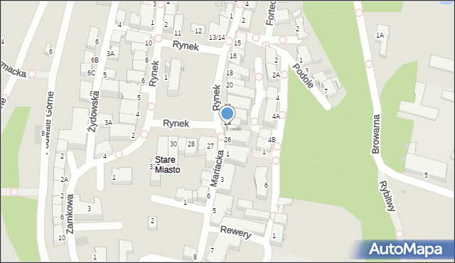 Sandomierz, Rynek, 25, mapa Sandomierza