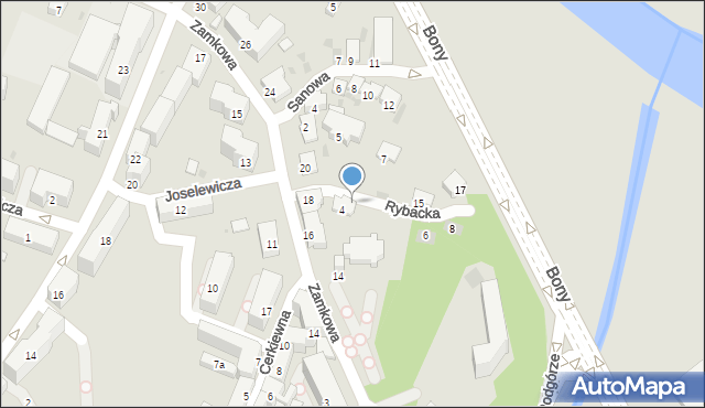 Sanok, Rybacka, 4A, mapa Sanok