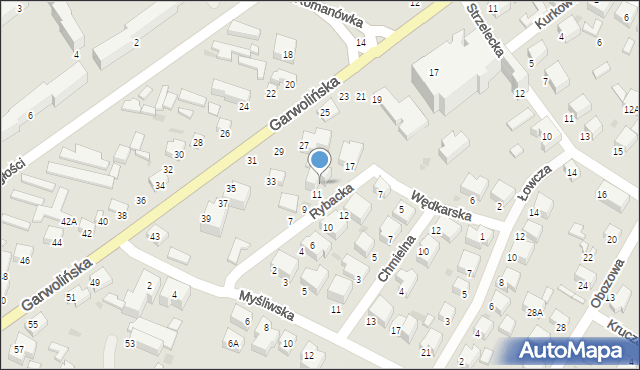 Siedlce, Rybacka, 13, mapa Siedlce