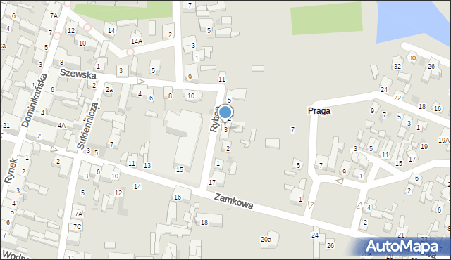 Sieradz, Rybna, 3, mapa Sieradz