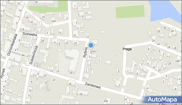 Sieradz, Rybna, 4, mapa Sieradz