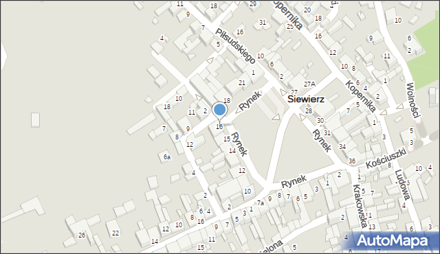 Siewierz, Rynek, 16, mapa Siewierz