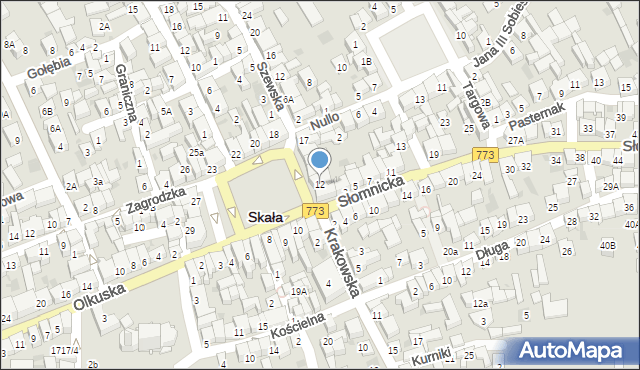 Skała, Rynek, 12, mapa Skała