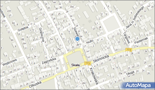 Skała, Rynek, 18, mapa Skała