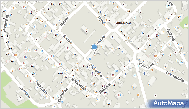Sławków, Rynek, 7, mapa Sławków